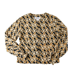 TG 90s Petite Sophisticate Geometric Print Blouse Sz S Women's Artsy Mod Retro